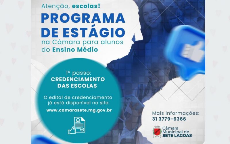 Programa de Estágio da Câmara Municipal vai contemplar alunos do ensino médio, e escolas devem se credenciar